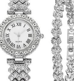 Women Diamond Watchs Luxury Fashion Ladies Bangle Bracelet Set Wrist Watch Female Dress Watch
