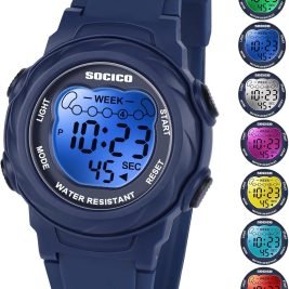 Digital Watches for Girls Boys, Waterproof, 7 Color Lights Waterproof Watches for Kids